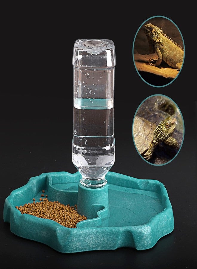 LinaLife Terrarium Bowls Reptile Water Dish Tortoise Water Bowl Reptile Feeding Dish Refilling Reptile Turtle Food Water Automatic Feeders Waterer Dispenser Bottle Feeding Dish for Lizard Chameleon - Image 3